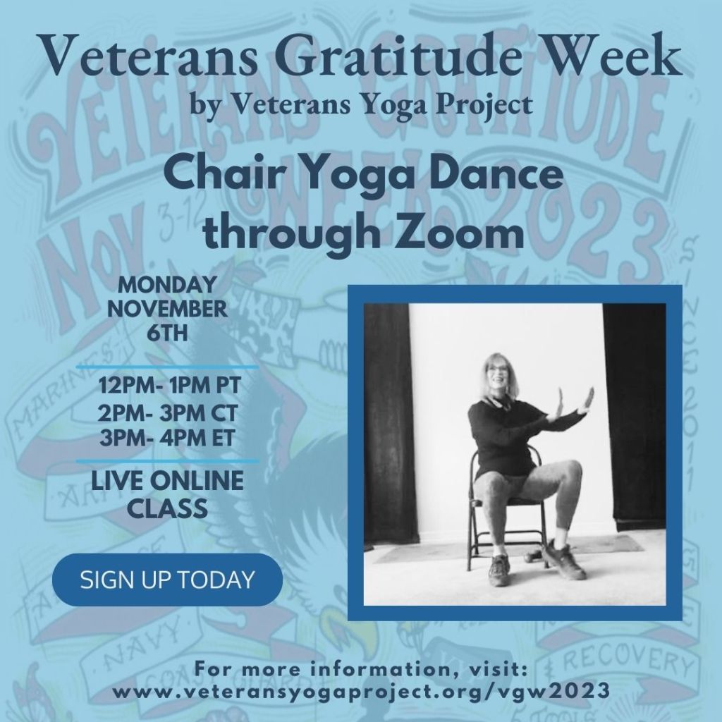 Donation-based yoga class to benefit Veterans Yoga Project Gratitude Week.  Details to come!